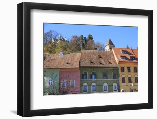 Transylvania, Romania, Mures County, Sighisoara, colorful houses.-Emily Wilson-Framed Photographic Print