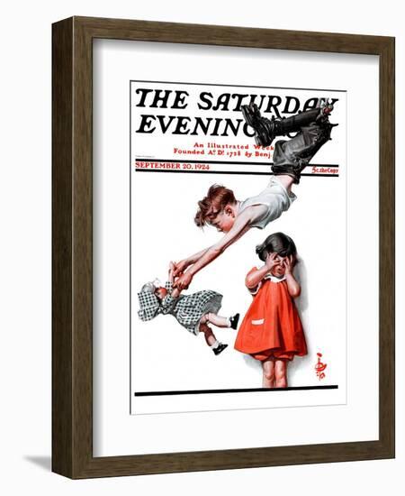 "Trapeze Artist," Saturday Evening Post Cover, September 20, 1924-Joseph Christian Leyendecker-Framed Giclee Print