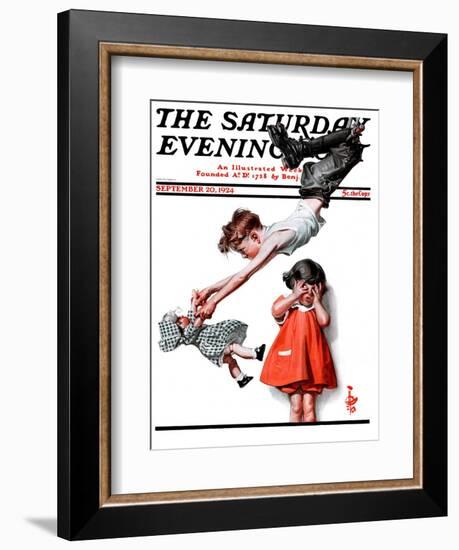 "Trapeze Artist," Saturday Evening Post Cover, September 20, 1924-Joseph Christian Leyendecker-Framed Giclee Print