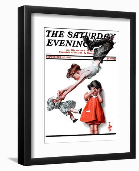 "Trapeze Artist," Saturday Evening Post Cover, September 20, 1924-Joseph Christian Leyendecker-Framed Giclee Print