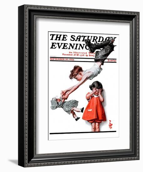 "Trapeze Artist," Saturday Evening Post Cover, September 20, 1924-Joseph Christian Leyendecker-Framed Giclee Print