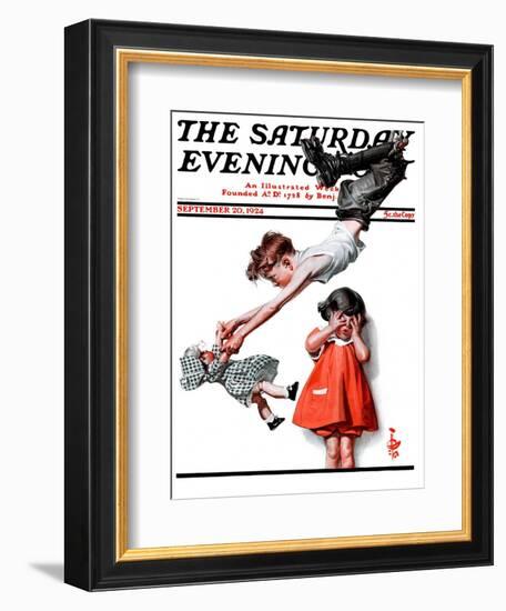 "Trapeze Artist," Saturday Evening Post Cover, September 20, 1924-Joseph Christian Leyendecker-Framed Giclee Print