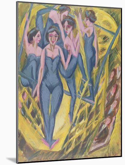 Trapeze Artists in Blue, 1914-Ernst Ludwig Kirchner-Mounted Giclee Print