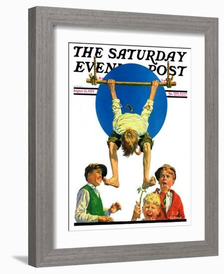 "Trapeze Tickle," Saturday Evening Post Cover, August 31, 1929-J.F. Kernan-Framed Giclee Print