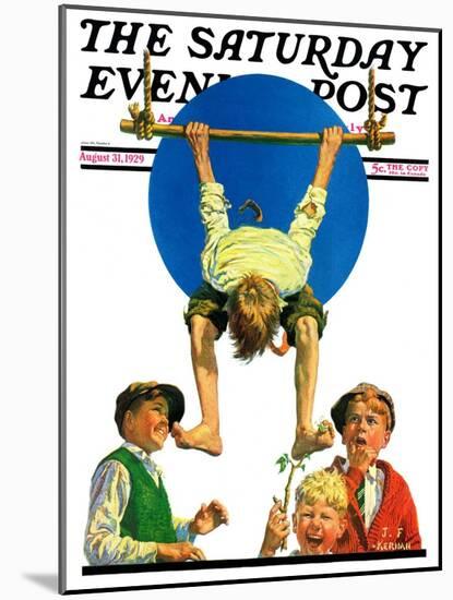 "Trapeze Tickle," Saturday Evening Post Cover, August 31, 1929-J.F. Kernan-Mounted Giclee Print