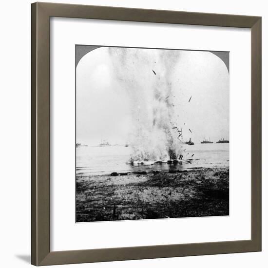 Trapped German Submarine Driven Inshore and Destroyed, World War I, 1914-1918-null-Framed Photographic Print