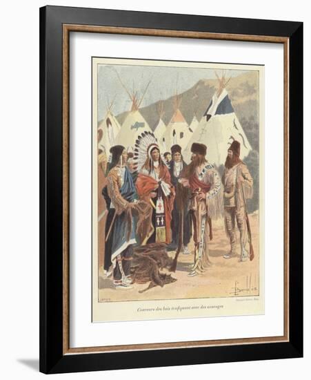 Trappers Trading with Native Americans, New France-Louis Charles Bombled-Framed Giclee Print