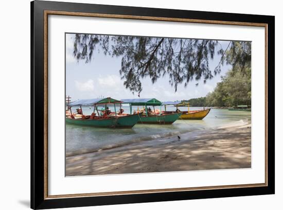 Travel Boats Moored on Bamboo Island, Sihanoukville, Cambodia, Indochina, Southeast Asia, Asia-Charlie Harding-Framed Photographic Print