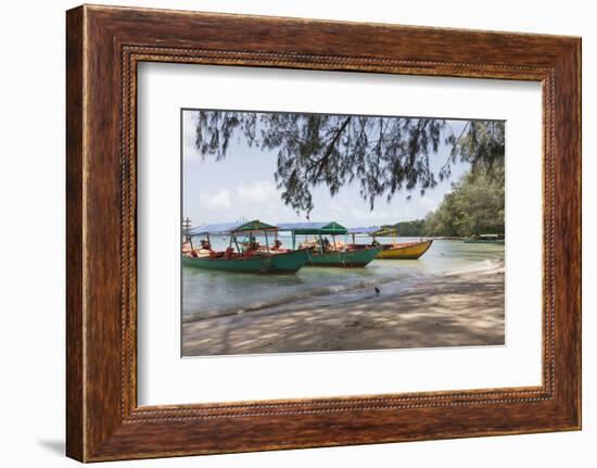 Travel Boats Moored on Bamboo Island, Sihanoukville, Cambodia, Indochina, Southeast Asia, Asia-Charlie Harding-Framed Photographic Print