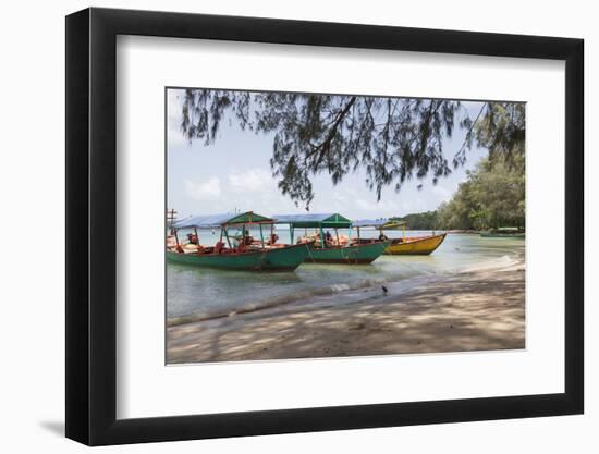 Travel Boats Moored on Bamboo Island, Sihanoukville, Cambodia, Indochina, Southeast Asia, Asia-Charlie Harding-Framed Photographic Print