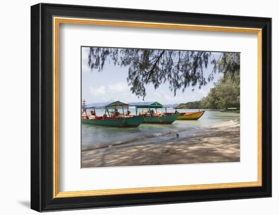 Travel Boats Moored on Bamboo Island, Sihanoukville, Cambodia, Indochina, Southeast Asia, Asia-Charlie Harding-Framed Photographic Print