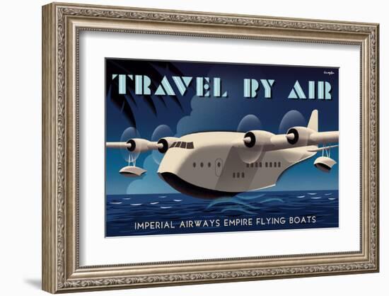 Travel By Air, Imperial Airways Empire Flying Boat-Michael Crampton-Framed Art Print