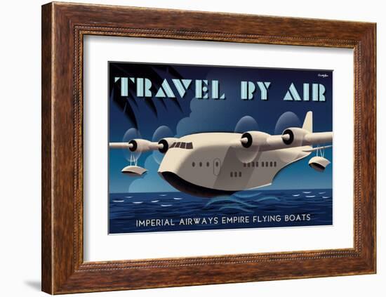 Travel By Air, Imperial Airways Empire Flying Boat-Michael Crampton-Framed Art Print