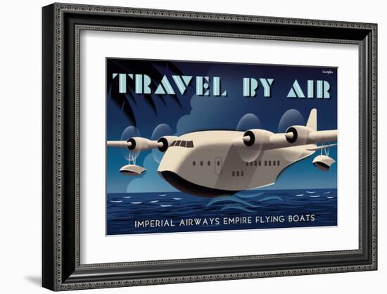 Travel By Air, Imperial Airways Empire Flying Boat-Michael Crampton-Framed Art Print