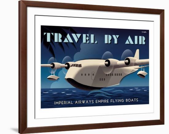 Travel By Air, Imperial Airways Empire Flying Boat-Michael Crampton-Framed Art Print