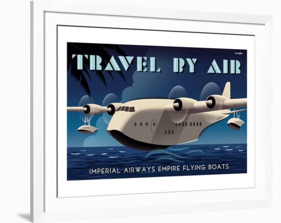 Travel By Air, Imperial Airways Empire Flying Boat-Michael Crampton-Framed Art Print