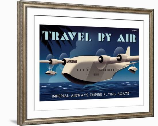 Travel By Air, Imperial Airways Empire Flying Boat-Michael Crampton-Framed Art Print