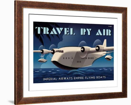 Travel By Air, Imperial Airways Empire Flying Boat-Michael Crampton-Framed Art Print