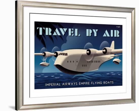 Travel By Air, Imperial Airways Empire Flying Boat-Michael Crampton-Framed Art Print