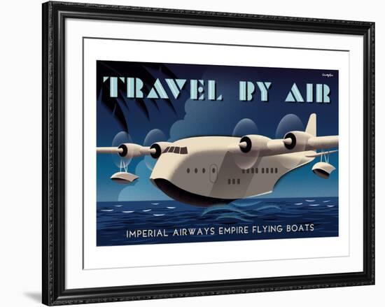 Travel By Air, Imperial Airways Empire Flying Boat-Michael Crampton-Framed Art Print