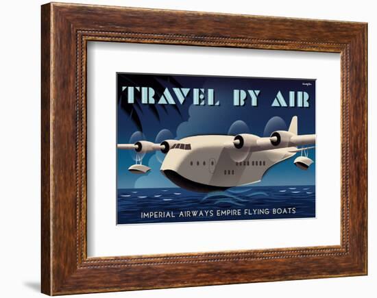 Travel By Air, Imperial Airways Empire Flying Boat-Michael Crampton-Framed Art Print