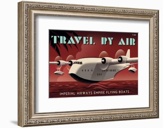 Travel By Air, Imperial Airways Empire Flying Boat-Michael Crampton-Framed Art Print