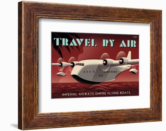 Travel By Air, Imperial Airways Empire Flying Boat-Michael Crampton-Framed Art Print