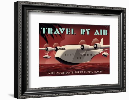 Travel By Air, Imperial Airways Empire Flying Boat-Michael Crampton-Framed Art Print