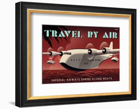 Travel By Air, Imperial Airways Empire Flying Boat-Michael Crampton-Framed Art Print