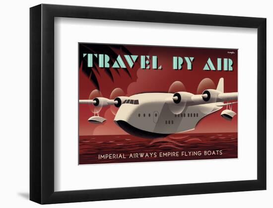 Travel By Air, Imperial Airways Empire Flying Boat-Michael Crampton-Framed Art Print