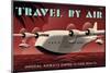 Travel By Air, Imperial Airways Empire Flying Boat-Michael Crampton-Mounted Art Print