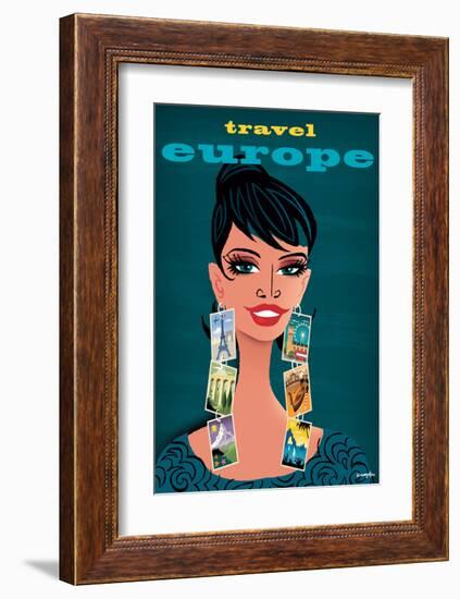 Travel Europe Woman-Michael Crampton-Framed Art Print