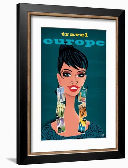 Travel Europe Woman-Michael Crampton-Framed Art Print