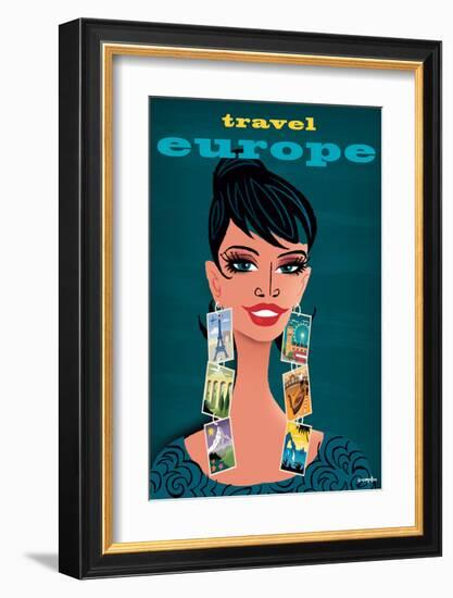 Travel Europe Woman-Michael Crampton-Framed Art Print