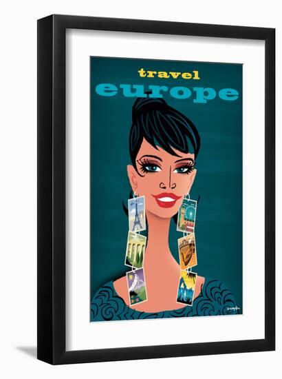 Travel Europe Woman-Michael Crampton-Framed Art Print