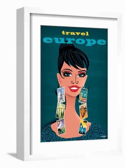 Travel Europe Woman-Michael Crampton-Framed Art Print