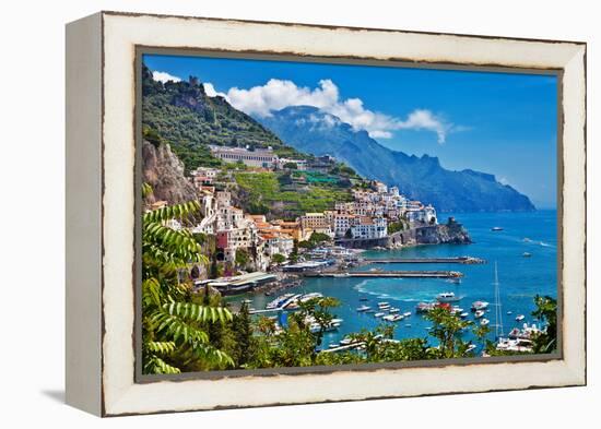 Travel in Italy Series - View of Beautiful Amalfi-Maugli-l-Framed Premier Image Canvas