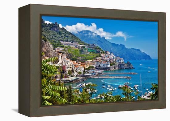 Travel in Italy Series - View of Beautiful Amalfi-Maugli-l-Framed Premier Image Canvas
