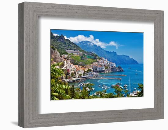 Travel in Italy Series - View of Beautiful Amalfi-Maugli-l-Framed Photographic Print