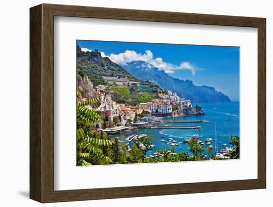 Travel in Italy Series - View of Beautiful Amalfi-Maugli-l-Framed Photographic Print