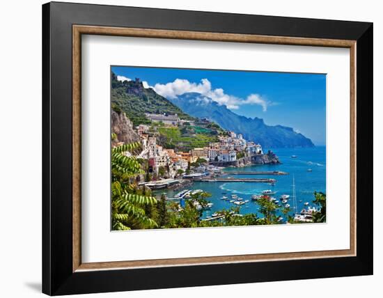 Travel in Italy Series - View of Beautiful Amalfi-Maugli-l-Framed Photographic Print