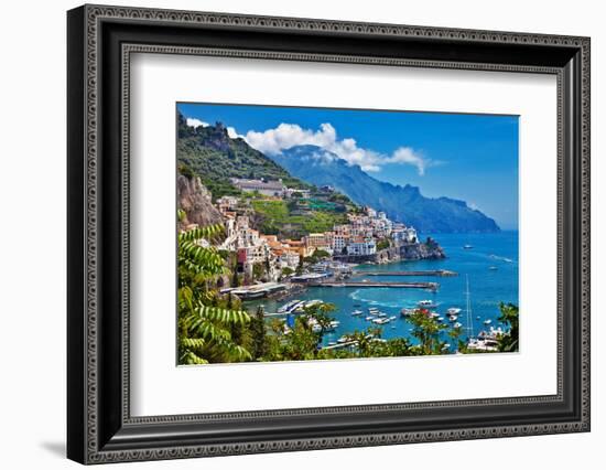 Travel in Italy Series - View of Beautiful Amalfi-Maugli-l-Framed Photographic Print