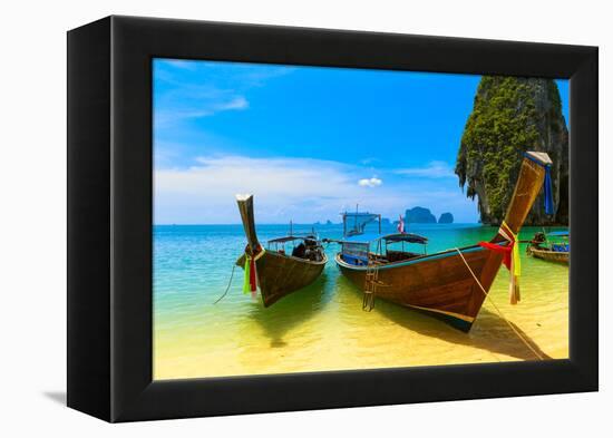 Travel Landscape, Beach With Blue Water And Sky At Summer-SergWSQ-Framed Premier Image Canvas