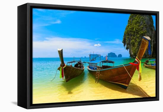 Travel Landscape, Beach With Blue Water And Sky At Summer-SergWSQ-Framed Premier Image Canvas