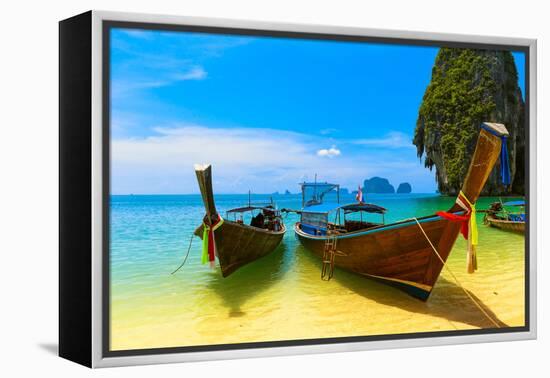 Travel Landscape, Beach With Blue Water And Sky At Summer-SergWSQ-Framed Premier Image Canvas