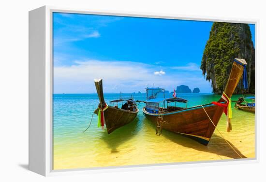 Travel Landscape, Beach With Blue Water And Sky At Summer-SergWSQ-Framed Premier Image Canvas