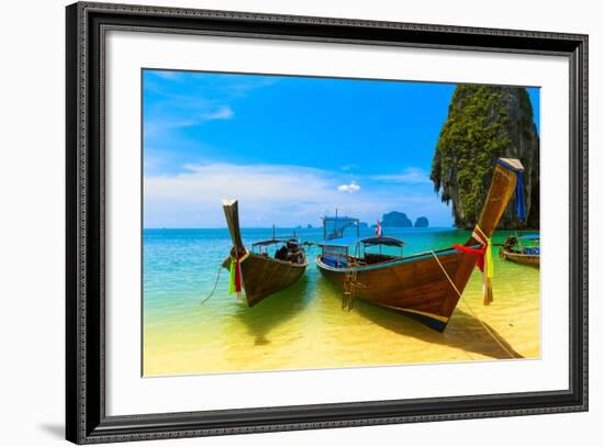 Travel Landscape, Beach With Blue Water And Sky At Summer-SergWSQ-Framed Photographic Print