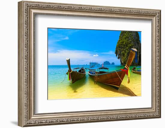 Travel Landscape, Beach With Blue Water And Sky At Summer-SergWSQ-Framed Photographic Print