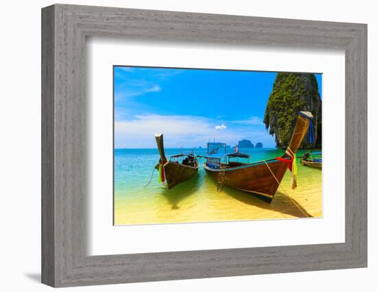 Travel Landscape, Beach With Blue Water And Sky At Summer-SergWSQ-Framed Photographic Print