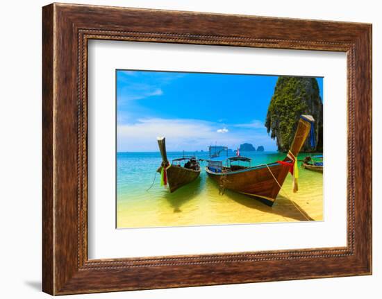 Travel Landscape, Beach With Blue Water And Sky At Summer-SergWSQ-Framed Photographic Print